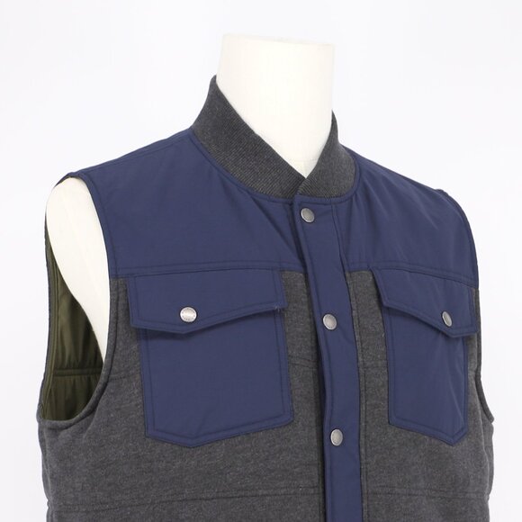 NWT L.L.BEAN Vintage Men's Quilted Utility Insulated Vest Navy Gray Size L - Picture 3 of 6